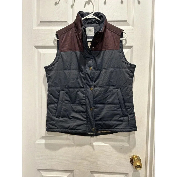 Ascend Two Color Puffer Vest Plaid Lining Blue‎ Maroon Women’s Size Large - Picture 1 of 9